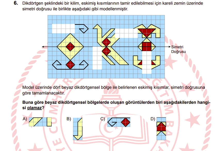 2024 LGS Matematik Soru 6 – Şekil ve Simetri Doğrusu Analizi | Bakırköy LGS Özel Ders Görsel Mantık Rehberi
